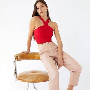 Aritzia Sculpt Knit Criss Cross Cropped Tank Red XS
